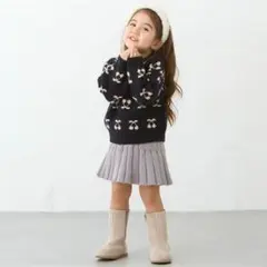 新品・激安！petit main ニット プリーツスカート ライトグレー Ｓ