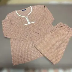 オレンジ系チェック柄パジャマセット