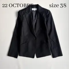 ◆美品◆22 OCTOBRE◆カシミヤ混テーラードジャケット◆黒ブラック◆M