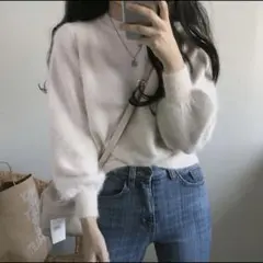 ゆったりニットセーター オフホワイト