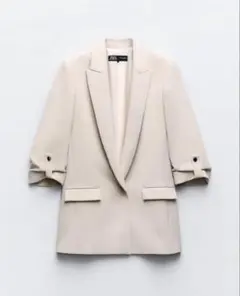 ZARA ベージュ テーラードジャケット 袖ロールアップ新品未使用品