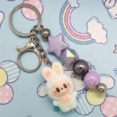 【105】ラブブ チャーム付 キーホルダー　らぶふ　LABUBU