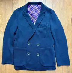 【SHIPS】ウール100% ダブルジャケット L ネイビー 美シルエット