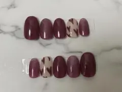 ネイルチップ　赤　ハート　秋　冬　ワインレッド　マグネット　No.53