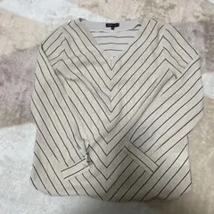 INDIVI ストライプ Vネックシャツ 36