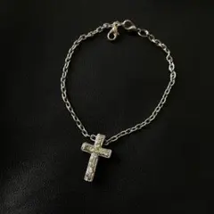 クロスブレスレット silver ストーン 十字架 チャーム ペンダント