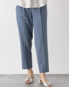 GLOBAL WORK ウツクシルエットテーパードパンツ デニムライク ブルー