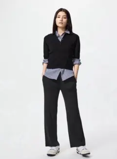 ユニクロ　ウォッシャブル　リブニットパンツ