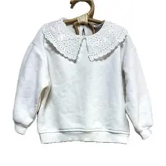 zara 襟元 レース トレーナー スウェット