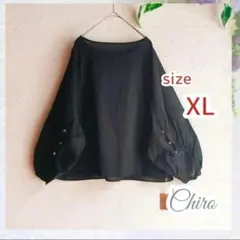 新品】バルーンスリーブブラウス 黒　シアー　 薄手　軽やか　個性的　シンプル