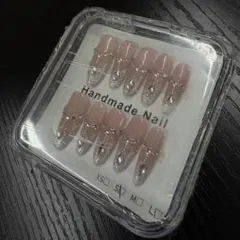 ハンドメイドネイルチップ ピンク シルバー