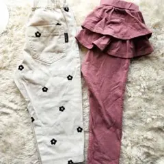 【90】アプレレクール 花柄 刺繍 パンツ ユニクロ フリル スカッツ 女の子