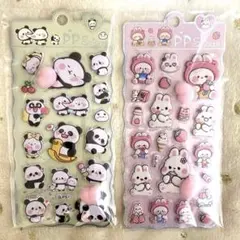 美品/パンダ 肉球シール　おしりシール　立体シール　3Dシール　デコ　ぷにぷに