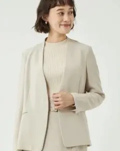 green label relaxing ノーカラージャケット ライトベージュ