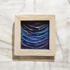 額付き●夜空の抽象画　原画　額装　絵画　風景画　テクスチャーアート 現代アート