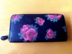 コーチCOACH 財布 長財布 フローラル プリント ジップアラウンド ブラック