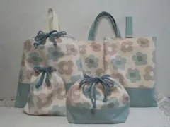 花柄 ハンドメイド 入園入学5点セット 入園入学準備セット レッスンバッグ他