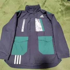 adidas フリースジャケット 140cm ネイビー/グリーン