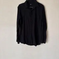 新品タグ無しUNIQLOコットン100%ブラック長袖シャツ