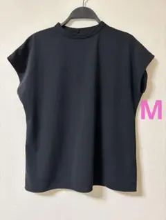 UNIQLO クレープジャージースタンドカラーT ブラック　　M