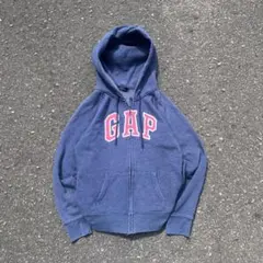 00s oldgap フェード ネイビー ロゴドン ジップアップパーカー 良配色