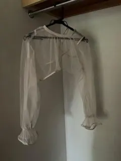 シースルー シアー シフォン クロスデザイン トップス ボレロ クリーム 色