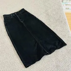 美品♥ユニクロ♥デニムロングタイトスカート【M】黒　古着風　綿混　大人カジュアル