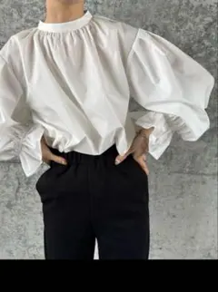 セレクトモカバイソン ボリュームギャザーキャンディースリーブブラウス