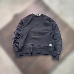 7AS5 adidas スウェット　トレーナー　異素材デザイン　黒　古着used