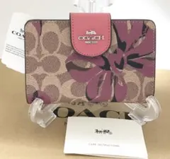 COACH二つ折り財布CZ340シグネチャー ボウ リボン アウトレット品