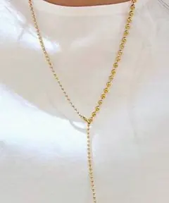 【GLOBAL WORK】ステンレスボールY字ネックレス　調整可能