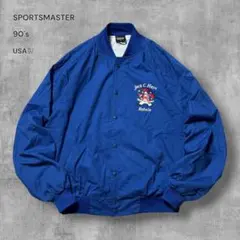 3469 古着USA製90sスポーツマスタースタジャン短丈好デザインブルーXL