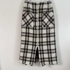 チェック柄タイトスカート ホワイト ブラック