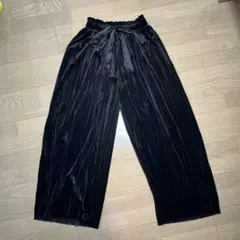 ストライプ柄 ブラック ガウチョパンツ F