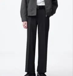 未使用品　GU ワイドスラックス　ネイビー　ストライプ　S