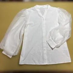 ホワイト バルーンスリーブ シャツ M