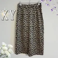 XYバックスリットヒョウ柄タイトロングスカート（M）ベージュ