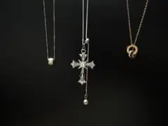 ネックレス 3点セット クロス ローマ数字