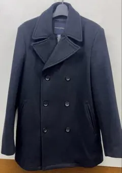 売切】メンズS ブラックPコート 通勤 ビジネス対応 内ポケット付 美シルエット