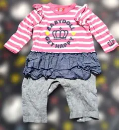 BABY DOLL ストライプロンパース 80
