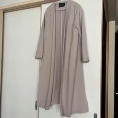 ベージュ ロングコート オープンフロント