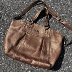 COACH TOTE BAG 2way LEATHER BRONZ Y2K