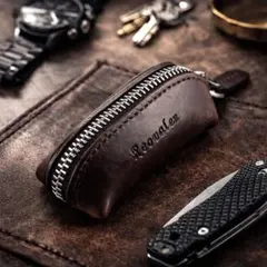 新品 小銭入れ 極小 本革 コインケース YKKファスナー ダークブラウン D3