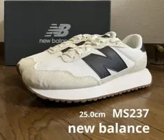 25.0cm ニューバランスMS237 オフホワイト&ブラックカラー