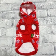 【ペット服 XS】冬服／クリスマス柄／トナカイ【裏起毛】暖かい／わんちゃん