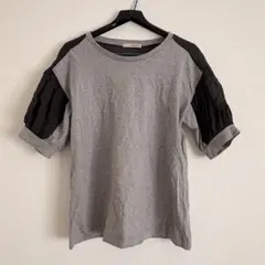 BONAPPETIT 切替 半袖Tシャツ グレー×ブラック