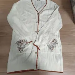新品汚れ？訳あり品　花刺繍ロングニットカーデ　生成りFサイズ　axesfemme