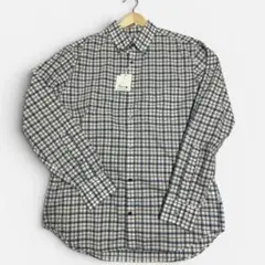 ［新品］Papasパパス　チェック柄（白青茶)長袖シャツMサイズのサムネイル
