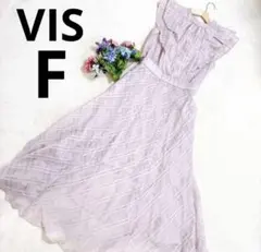 【VIS】セットアップ　シアーチェックフリルブラウス ピンク　フレアロング　Fのサムネイル