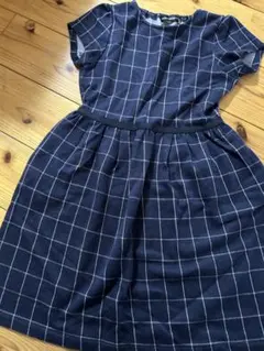 BeBe ネイビー チェック柄 半袖ワンピース